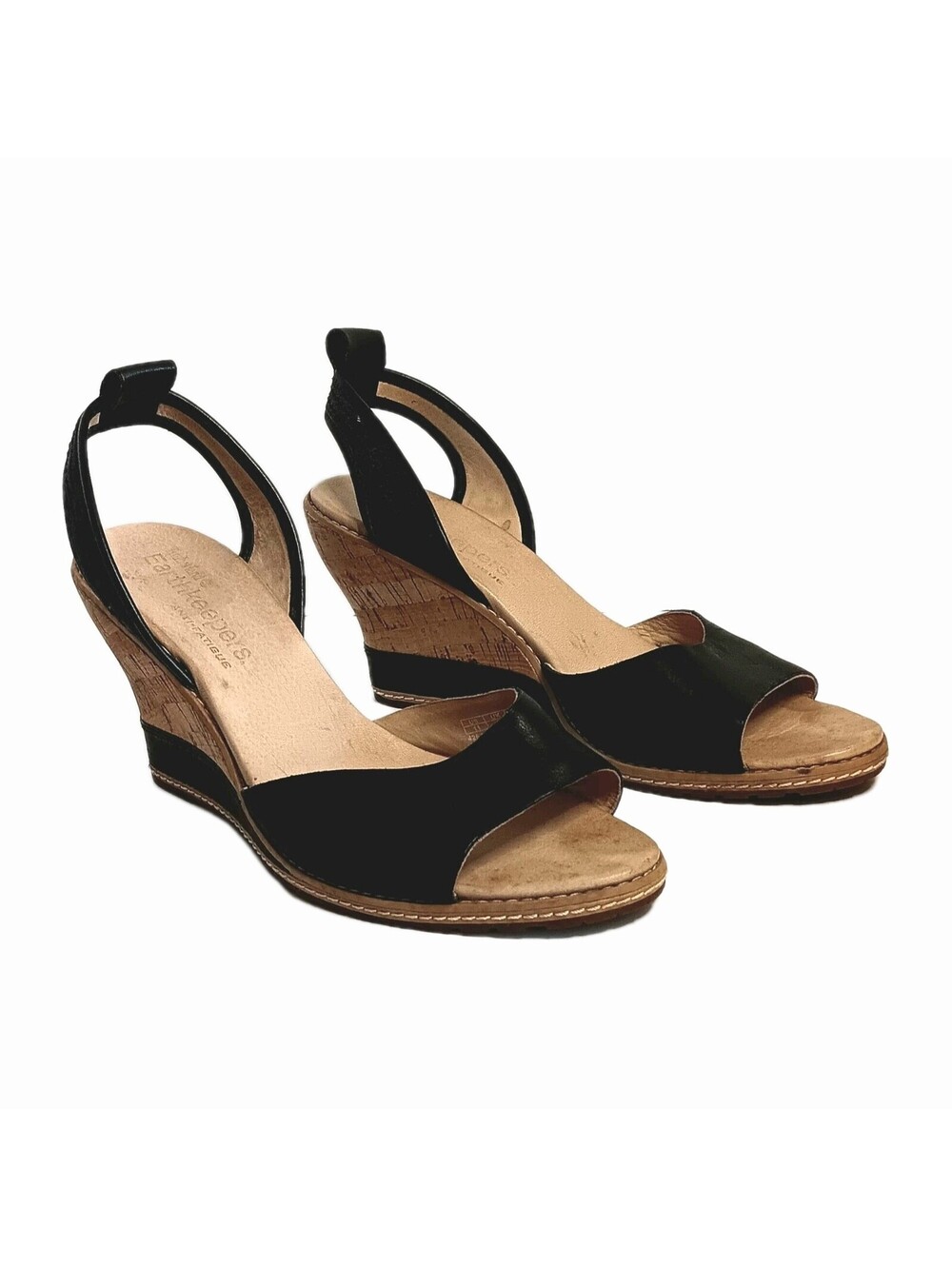Timberland Earthkeepers Womens 11 Open Toe Wedge Heels Beige/Black Antifatigue